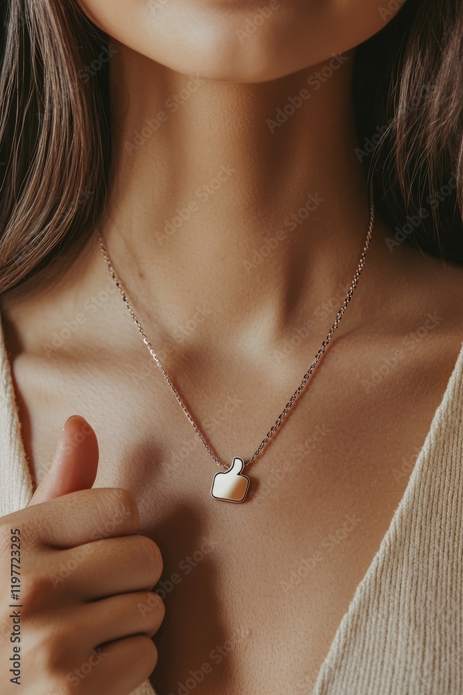 Fashionable woman showcasing a unique shiny necklace in a stylish setting. Generative AI Fashionable woman showcasing a unique shiny necklace in a stylish setting. Generative AI