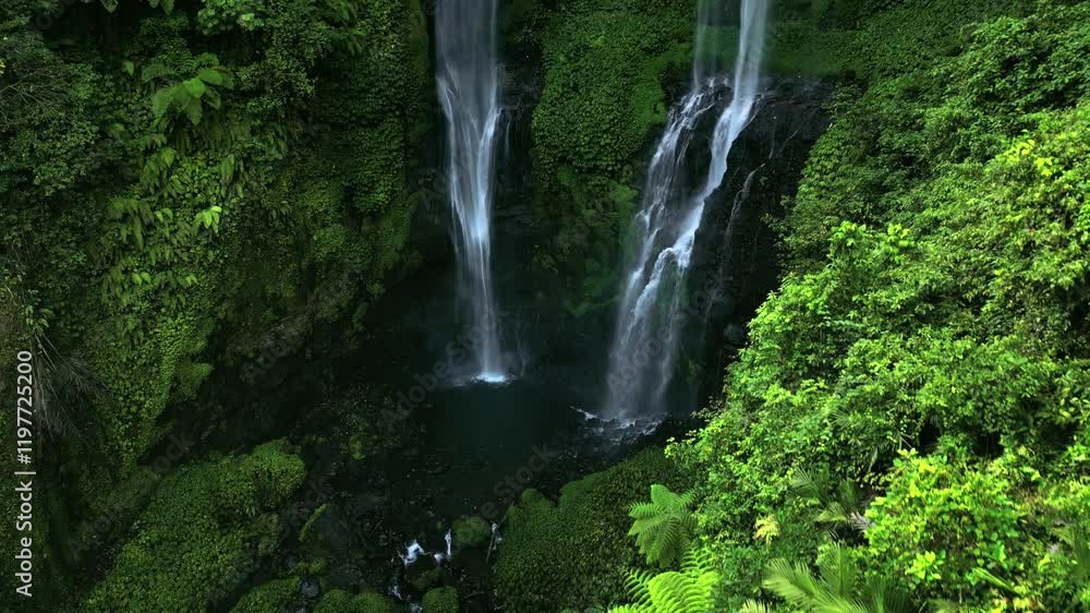 Sekumpul Waterfall in Bali. A majestic jungle Falls surrounded by lush and green tropical nature. Sekumpul Waterfall in Bali. A majestic jungle Falls surrounded by lush and green tropical nature.
