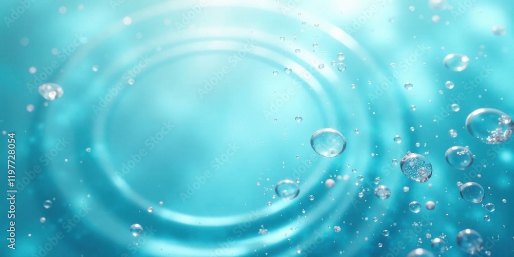 Fototapeta premium Aqua Bubbles Serene Underwater Scene with Circular Water Ripples and Sparkling Air Pockets
