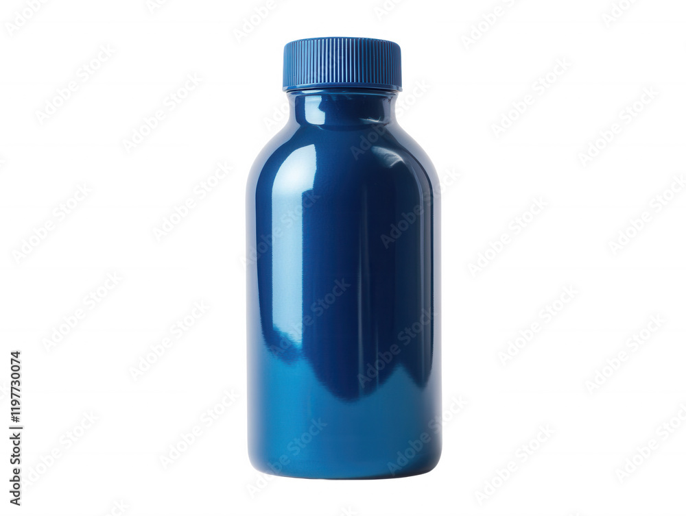 Shiny Cobalt Blue Plastic Bottle with Cap Mockup for Product Packaging Design Shiny Cobalt Blue Plastic Bottle with Cap Mockup for Product Packaging Design