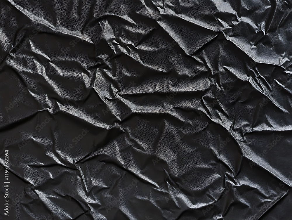 Obraz premium black crumpled and creased plastic poster texture background
