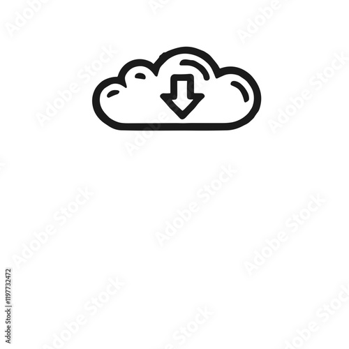 A minimalistic black-and-white line art icon of cloud drive in a clean vector design with clarity