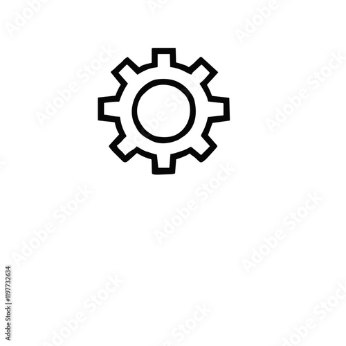 A minimalistic black-and-white line art icon of gear in a clean vector design