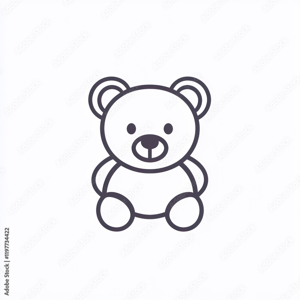 Simple line drawing of a teddy bear toy on a plain background. Suitable for kid's design Simple line drawing of a teddy bear toy on a plain background. Suitable for kid's design