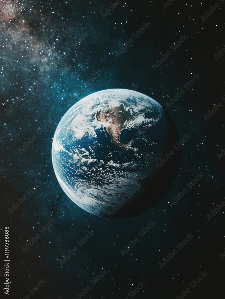 Fototapeta premium Planet Earth with stars in cosmic background.