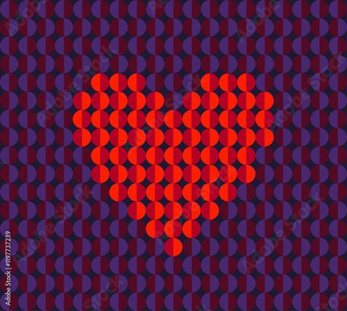 Heart Geometric Postcard Icon Vector shape Bold Abstract Red Black psychedelic background