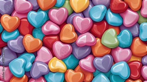 Colorful Heart Shaped Candy Background Sweet Treats Love Romance