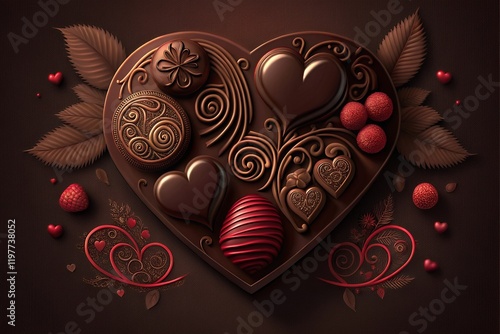 Romantic Chocolate Heart Box Valentines Day Sweets Luxury Dessert Gourmet Chocolates