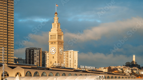 tghe ferry building of san francisco in the morning light