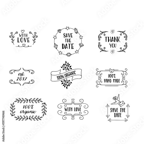 Vintage Label, stickers, icons download | Thank You stickers | Save me date icon