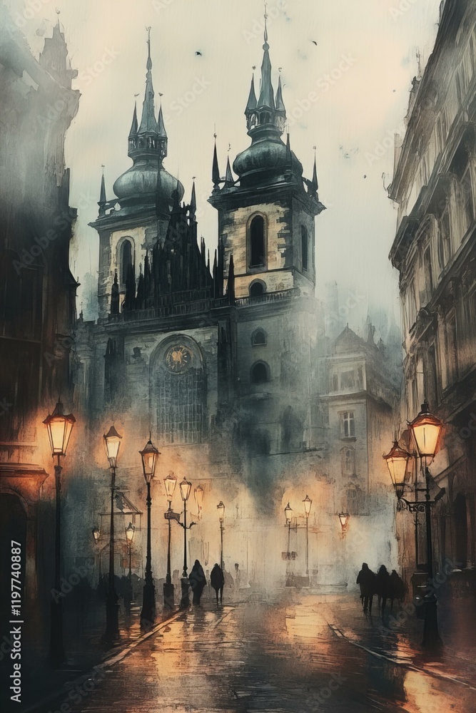 Fototapeta premium Mosque City Drawing