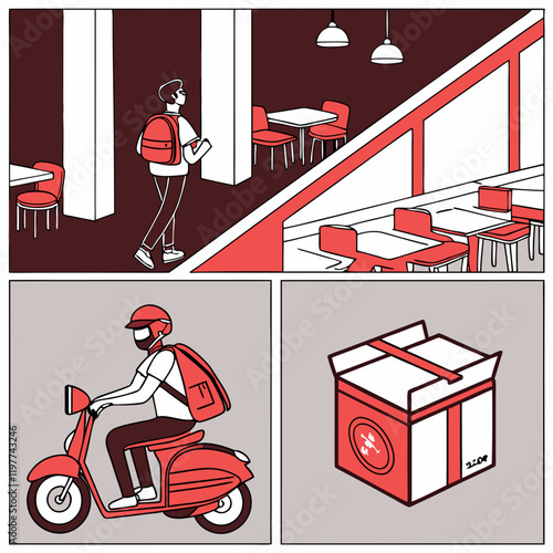 Modern restaurant and food delivery vector designs