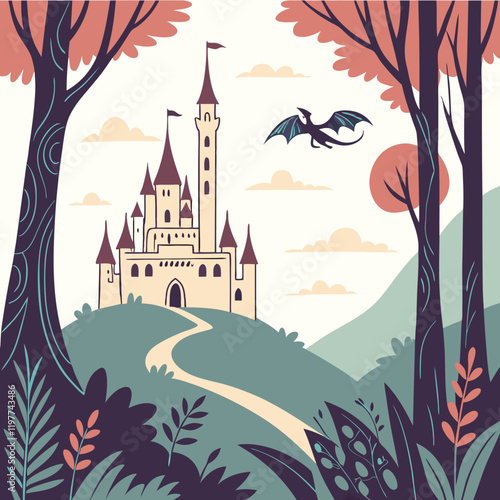 Fantasy world-building vector illustrations photo