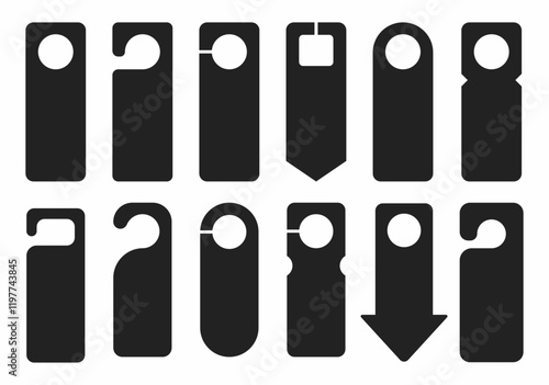 Do not disturb door hanger signs of hotel room. Please do not disturb hotel design black color. Vector illustration
