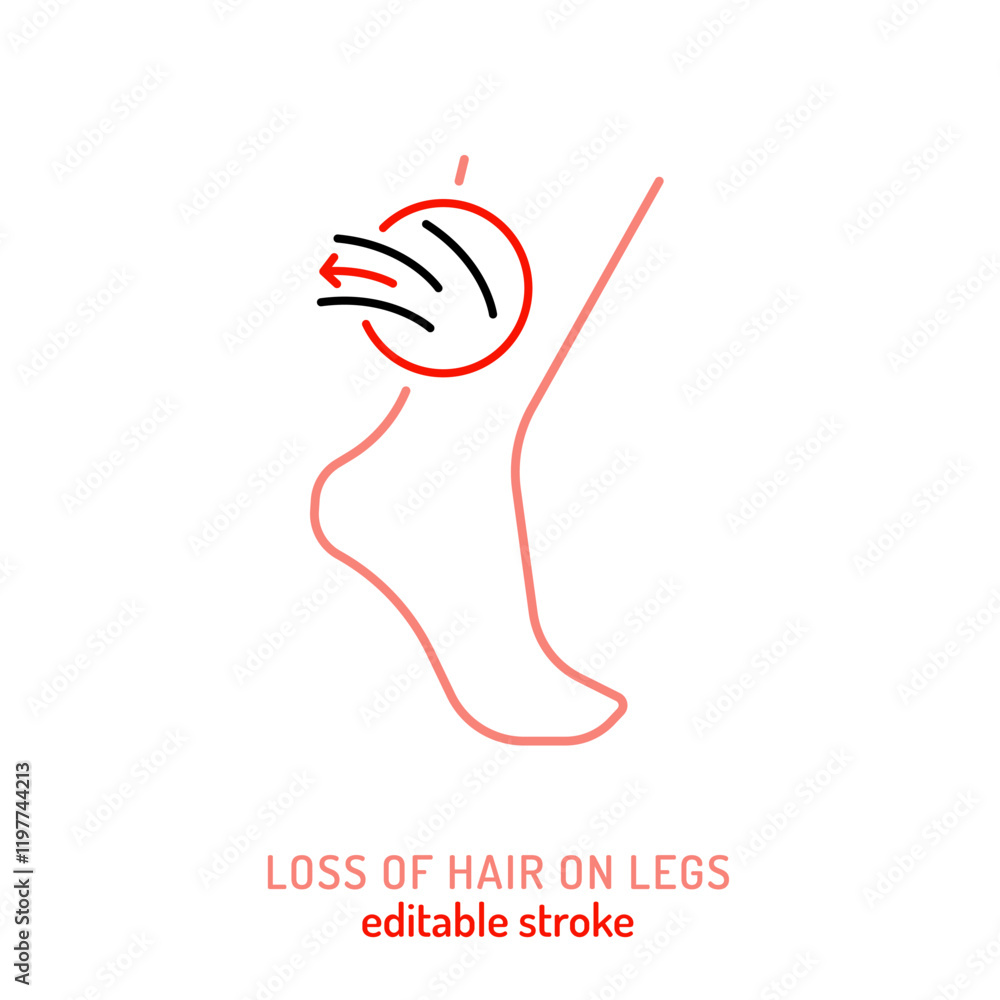 Minimalist icon. Hair loss on legs. Medical symptom. Minimalist icon. Hair loss on legs. Medical symptom.