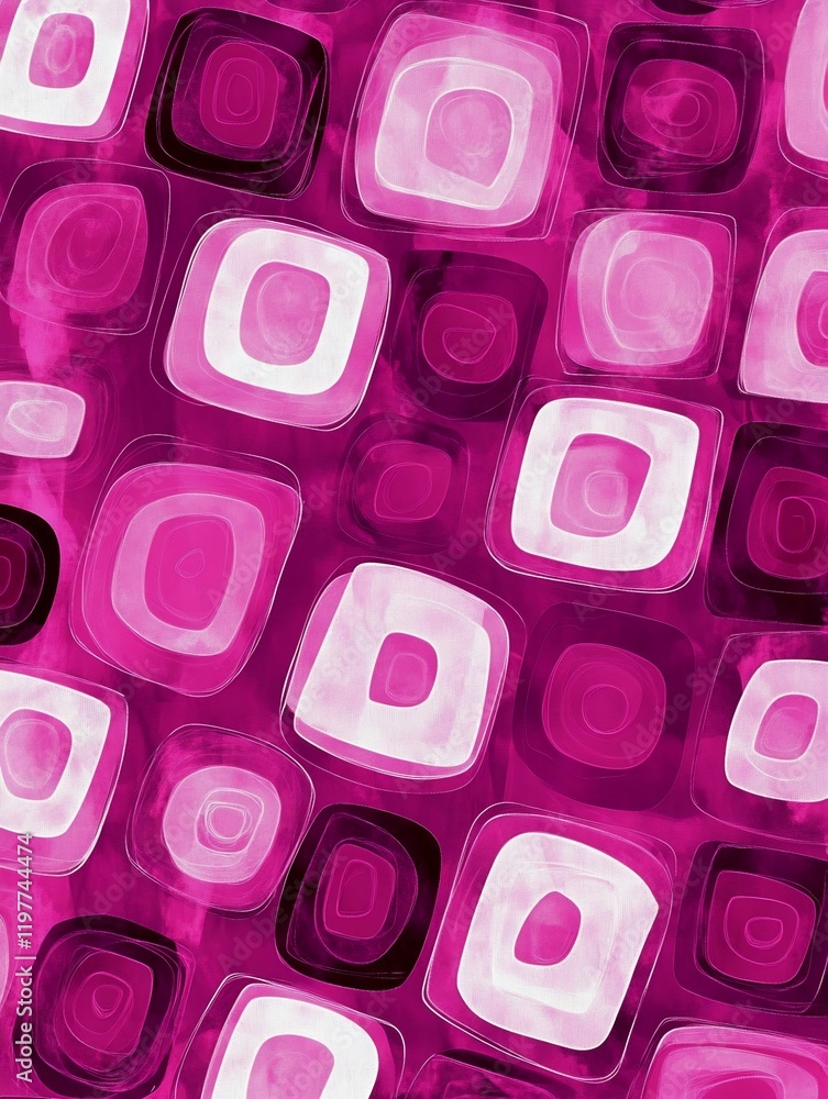 Fototapeta premium Vibrant Pink Abstract Squares Soft Light Swirling Pattern. AI Generated