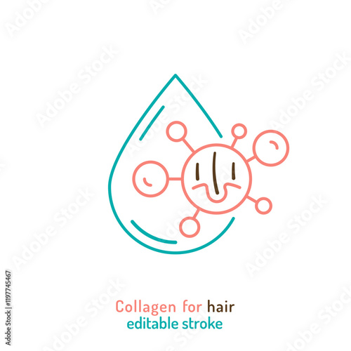 Collagen for hair line icon. Connective tissue protein pictogram.