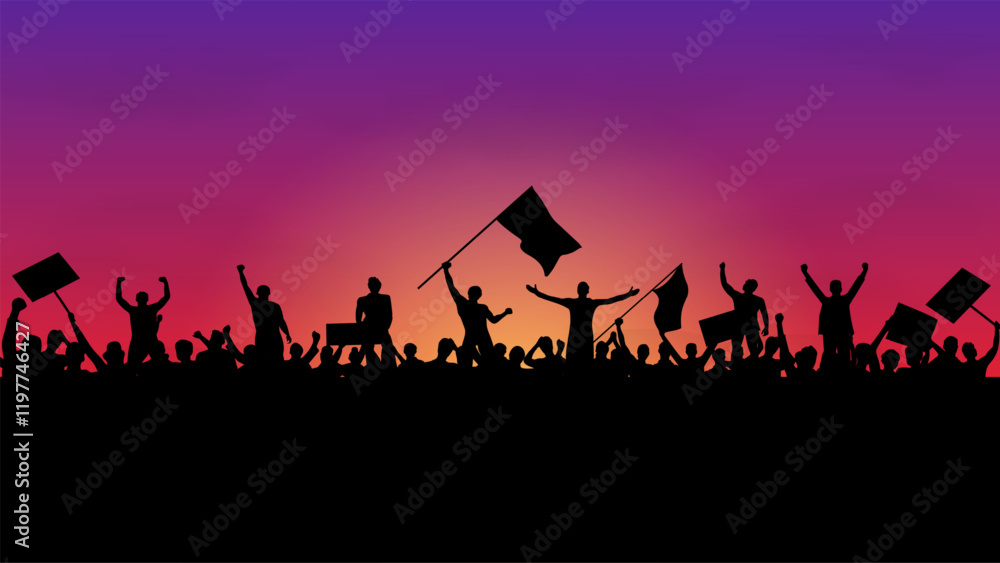 Fototapeta premium Protest crowd holding up placard