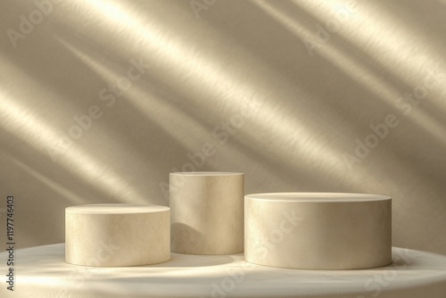 Beige Cylindrical Display Stands