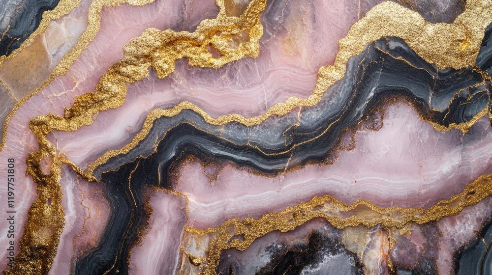 Fototapeta premium Marble-like Gold and Pink Granite with Veins