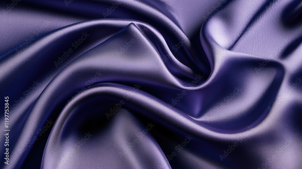 Fototapeta premium Shiny Satin Purple Fabric Swirl on Grey Background