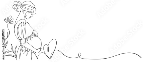 pregnant women line art style vector eps 10