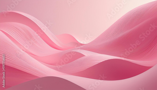 A minimalist abstract digital art piece featuring a soft, undulating pink landscape.