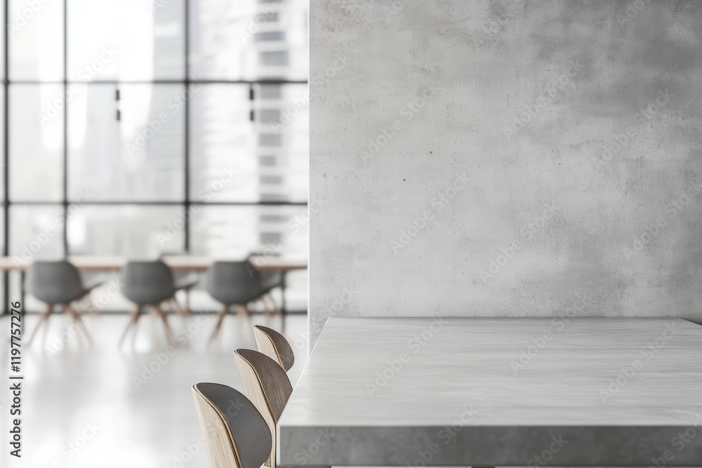 Minimalistic concrete coworking office interior, Generative AI Minimalistic concrete coworking office interior, Generative AI