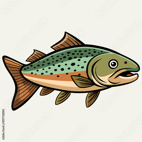 vector illustration of a trout fish