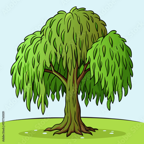 vector illustration of a tree willow