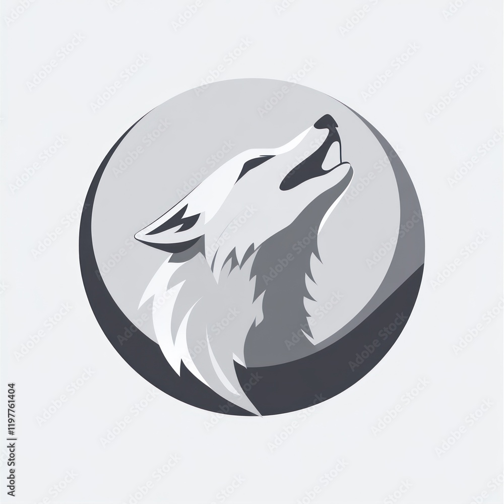 Howling wolf in a circle for logo, icon, or design. White background Howling wolf in a circle for logo, icon, or design. White background