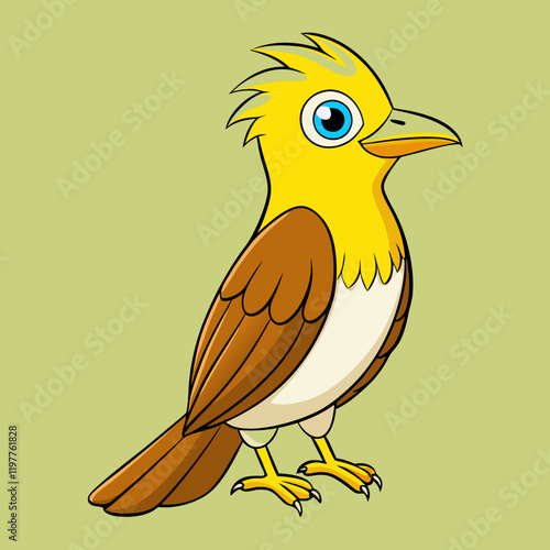 illustration of a yellow billed cuckoo bird