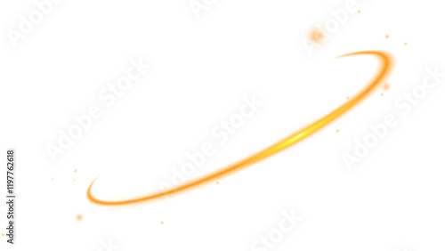 Glowing Golden Light Trail with Sparkles no Background






