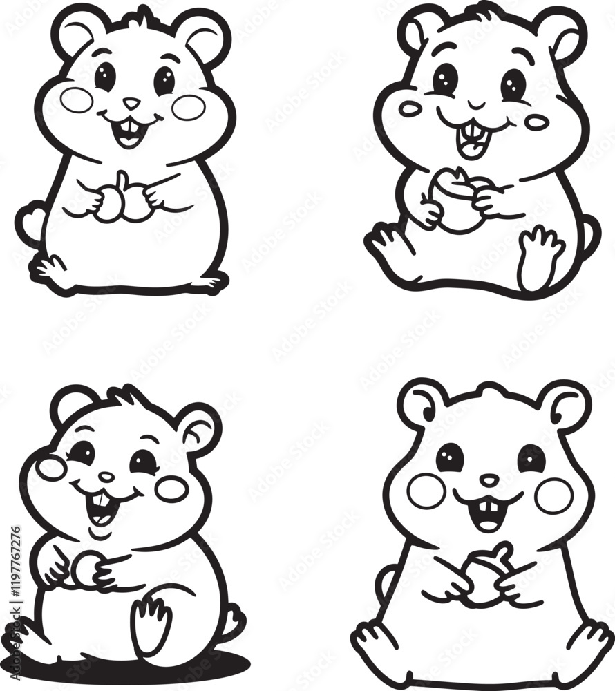 Obraz premium Cute Hamster Vector Illustrations Collection