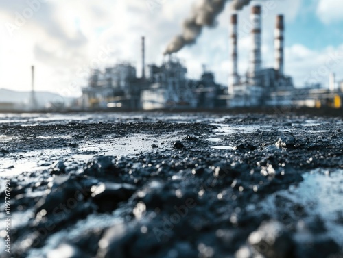 Obraz na płótnie Industrial Pollution: Oil Spill at a Refinery w salonie