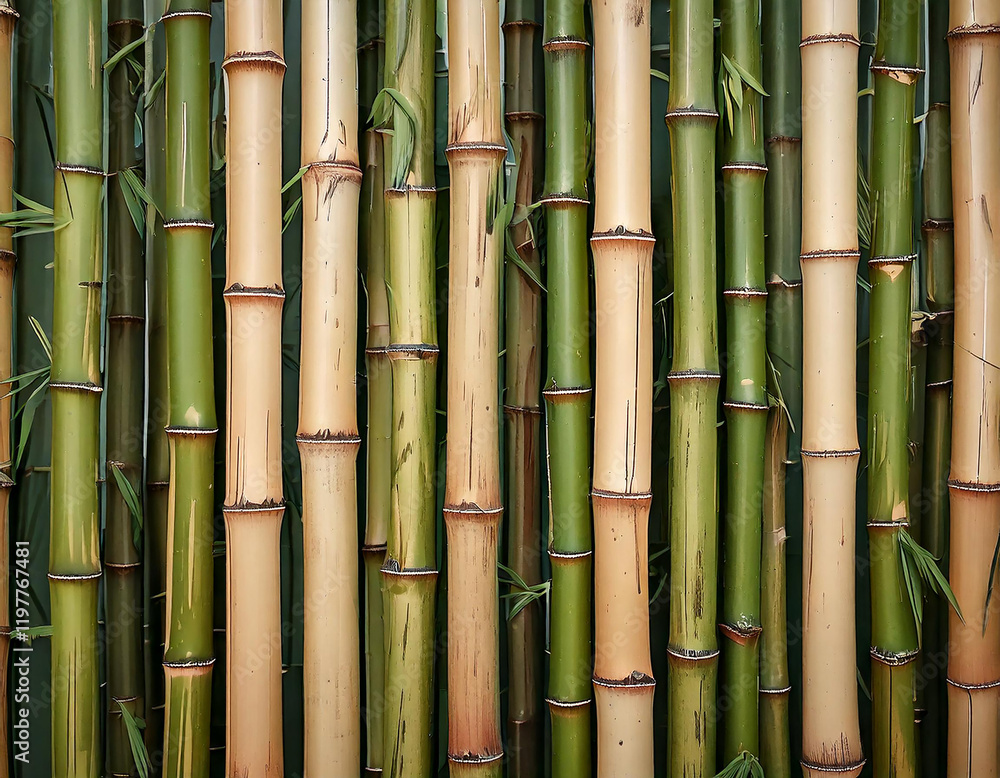 Elegant vertical seamless pattern of bamboo stalks in muted green and brown tones minimalist aesthetic for modern interior design Elegant vertical seamless pattern of bamboo stalks in muted green and brown tones minimalist aesthetic for modern interior design