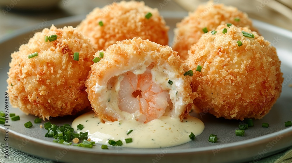 Crispy Shrimp Balls with Creamy Sauce - A Flavorful Appetizer Crispy Shrimp Balls with Creamy Sauce - A Flavorful Appetizer