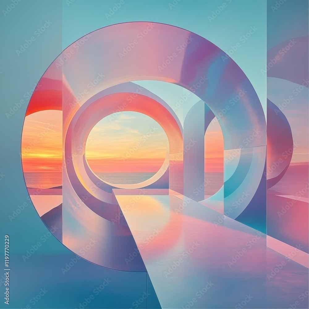 Fototapeta premium Abstract Geometric Landscape with Soft Colors