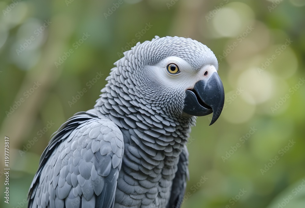 African Grey Parrot in a natural setting African Grey Parrot in a natural setting