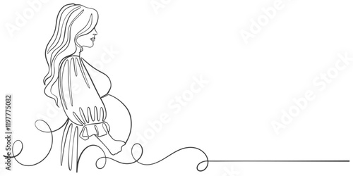 pregnant women line art style vector eps 10