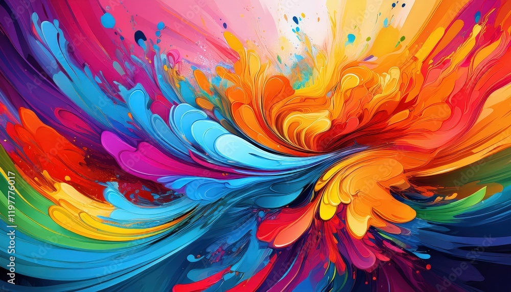 Dynamic Abstract Artwork Expressive Paint Strokes Combine in a Symphony of Vibrant Hues, Captured on at Dynamic Abstract Artwork Expressive Paint Strokes Combine in a Symphony of Vibrant Hues, Captured on at
