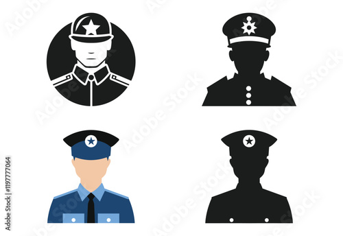 Set of Police officer icon, logotype, vector illustration