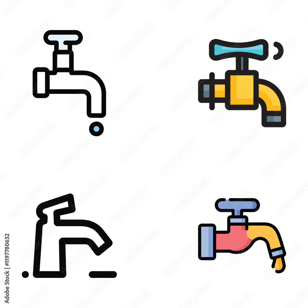 faucet icon vector set. faucet icon vector set.