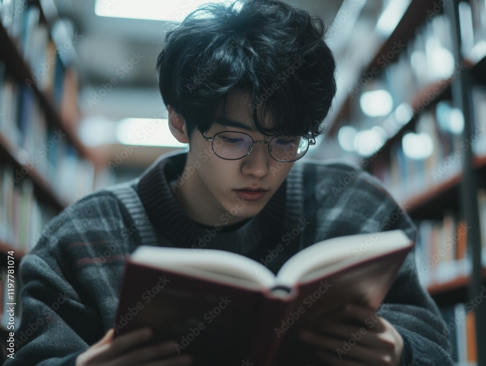 Intelligent Reading: Young Adult Immersed in Books