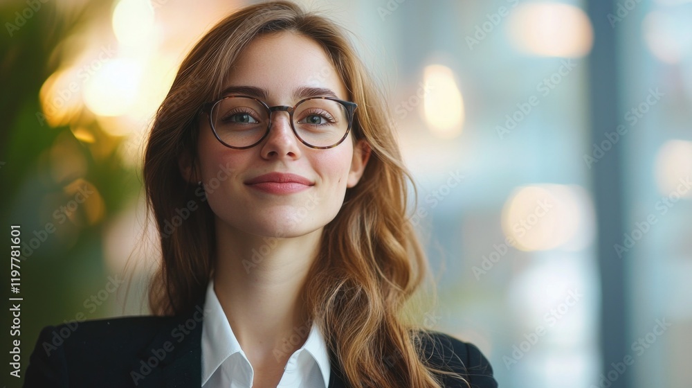 A smiling, confident business woman in an office setting. A smiling, confident business woman in an office setting.