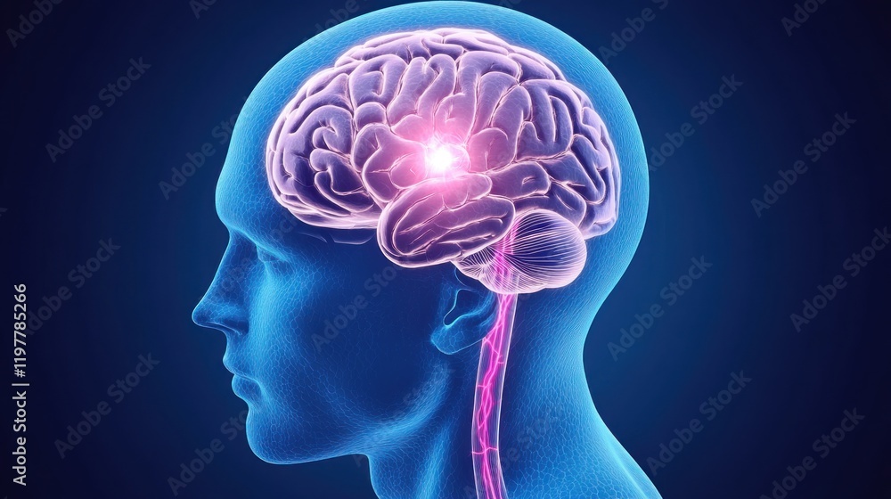 A digital illustration of a human brain highlighting neural connections. A digital illustration of a human brain highlighting neural connections.