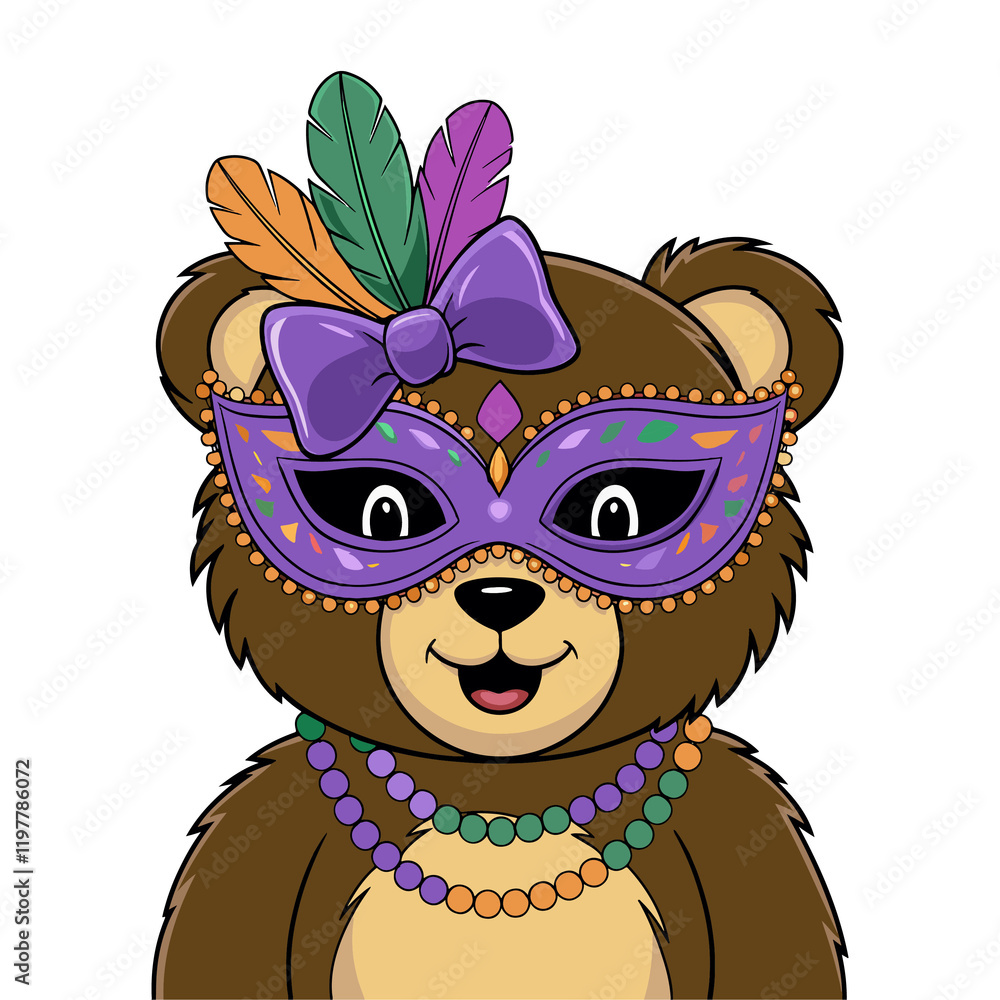 Naklejka premium Mardi Gras bear vector