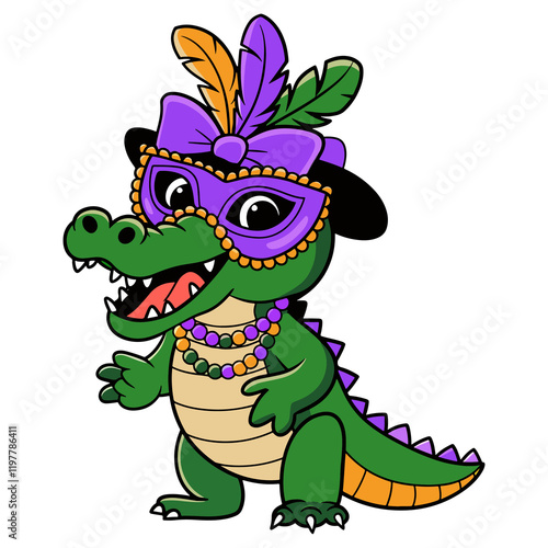 Mardi Gras crocodile vector