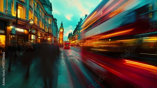 A dynamic composition of the London flag in motion, capturing the essence of a vibrant city life