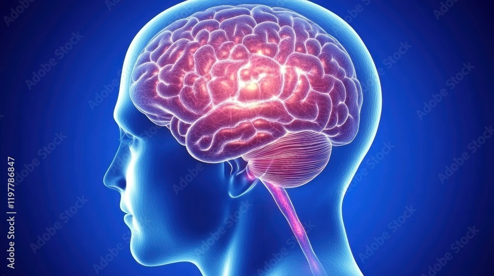 A digital illustration of a human brain highlighting neural connections and activity. A digital illustration of a human brain highlighting neural connections and activity.